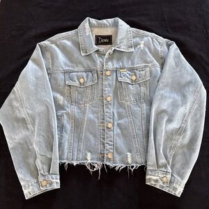 DETRE Everyday‎ Dress-Up Buttercup Oversized Rip Denim Jacket by Dede Raad Sz L